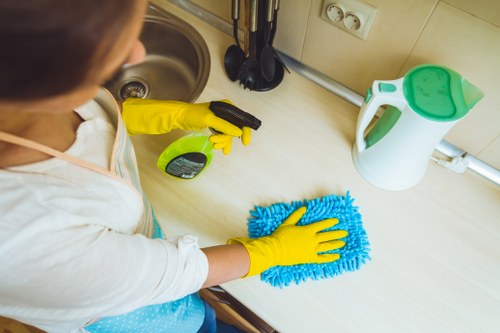 Close-up of looped carpet fibers being cleaned with a carpet cleaning solution