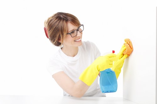 Cleaner working on a carpet in a domestic property